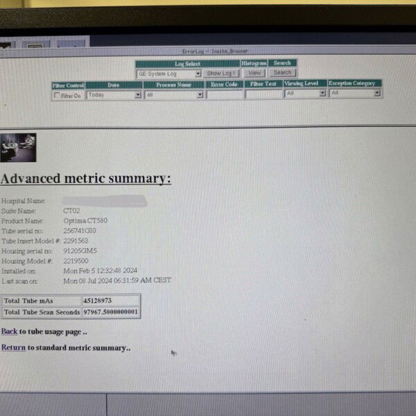 GE Optima CT580 RT - 2010